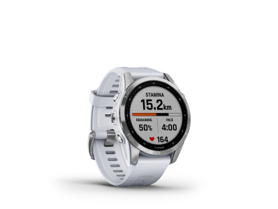Garmin Fēnix 7S GPS watch, Silver Stainless Steel, Whitestone Band