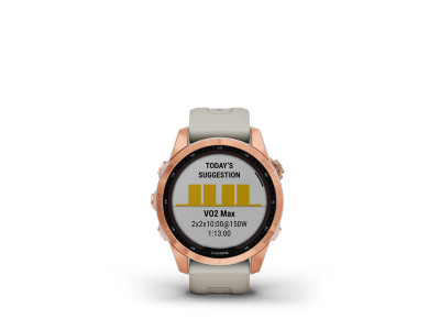 Ceas GPS Solar Garmin Fēnix 7S, Aur roz, Bandă de nisip ușor