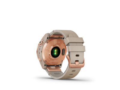 Garmin fenix 7S Sapphire Solar, tytan rose gold, skórzany pasek w kolorze wapienia