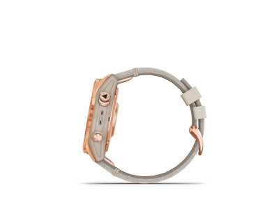 Garmin fenix 7S Sapphire Solar, tytan rose gold, skórzany pasek w kolorze wapienia