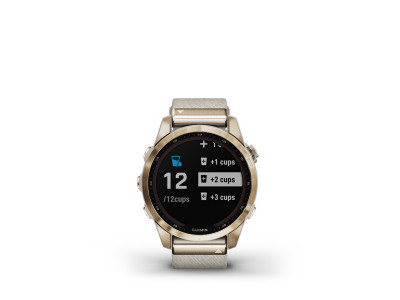 Garmin fenix 7S Sapphire Solar, kremowo-złoty tytan, kremowy nylonowy pasek
