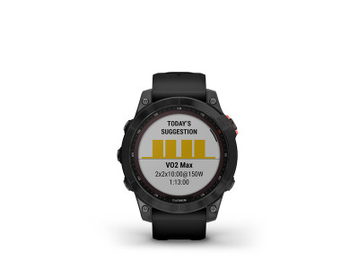 Garmin Fēnix 7 Solar-GPS-Uhr, Schiefergrau, schwarzes Band