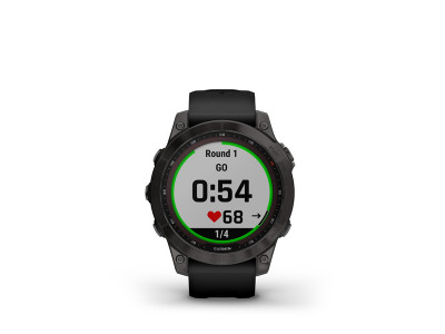 Garmin Fēnix 7 Sapphire Solarny zegarek GPS, tytanowy DLC w kolorze karbonowo-szarym, czarny pasek