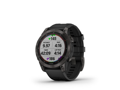 Garmin Fēnix 7 Sapphire Solar GPS hodinky, Carbon Gray DLC Titanium, Black Band