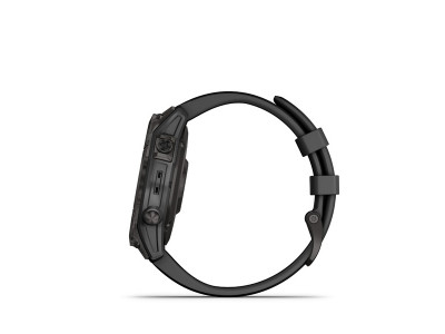 Garmin Fēnix 7 Sapphire Solar GPS-Uhr, Carbon Grey DLC Titanium, schwarzes Band
