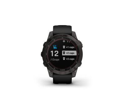 Garmin Fēnix 7 Sapphire Solarny zegarek GPS, tytanowy DLC w kolorze karbonowo-szarym, czarny pasek