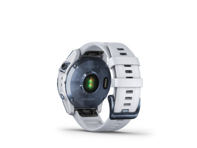 Garmin Fēnix 7 Sapphire Solar GPS Watch, Mineral Blue Titanium, Whitestone Band