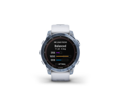 Garmin Fēnix 7 Sapphire Solar GPS Watch, Mineral Blue Titanium, Whitestone Band