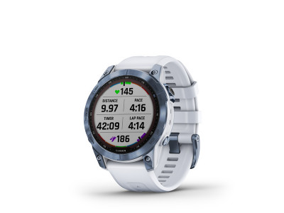 Garmin Fēnix 7 Sapphire Solar GPS hodinky, Mineral Blue Titanium, Whitestone Band