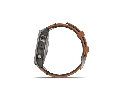 Garmin fenix 7 Szafirowy Solar, tytanowy, skórzany pasek w kolorze kasztanowym
