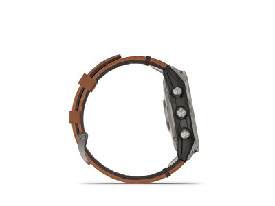 Garmin fenix 7 Szafirowy Solar, tytanowy, skórzany pasek w kolorze kasztanowym