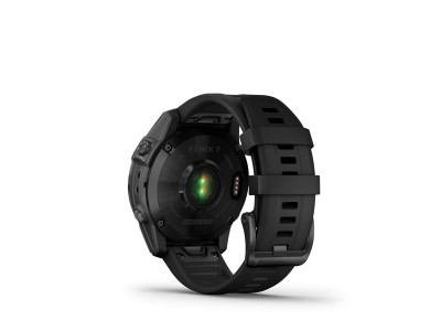 Garmin Fēnix 7 Sapphire Solar GPS-Uhr, schwarzes DLC-Titan, schwarzes Band