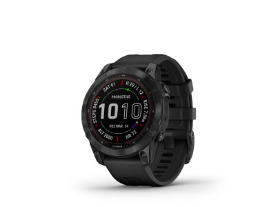 Garmin Fēnix 7 Sapphire Solar GPS hodinky, Black DLC Titanium, Black Band