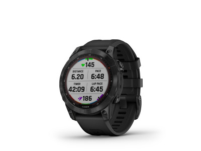 Garmin Fēnix 7 Sapphire Solarny zegarek GPS, czarny DLC Titanium, czarny pasek 