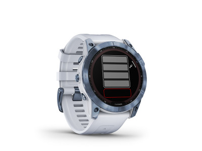 Garmin Fēnix 7X Saphir-Solar-GPS-Uhr, mineralblaues DLC-Titan, Whitestone-Band