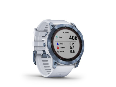 Garmin Fēnix 7X Szafirowy solarny zegarek GPS, tytanowy DLC w kolorze mineralnego błękitu, pasek Whitestone