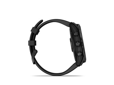 Garmin Fēnix 7X Sapphire Solar GPS-Uhr, schwarzes DLC-Titan, schwarzes Band