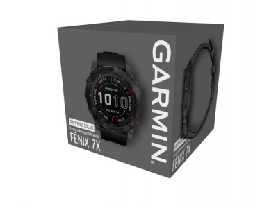 Garmin Fēnix 7X Sapphire Solar GPS watch, Black DLC Titanium, Black Band
