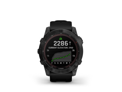 Garmin Fēnix 7X Sapphire Solar GPS watch, Black DLC Titanium, Black Band