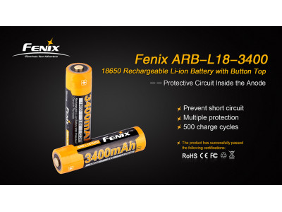 Fenix rechargeable battery 18650 3400mAh (Li-Ion)