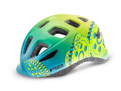 Kask dziecięcy R2 Bunny, niebieski/neonowożółty