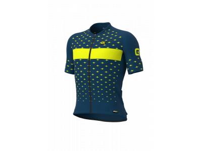 ALÉ PRR Stars koszulka rowerowa, niebieska petrol/fluorescencyjna żółta