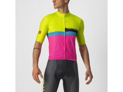 Castelli A BLOCCO jersey, lime/blue/pink