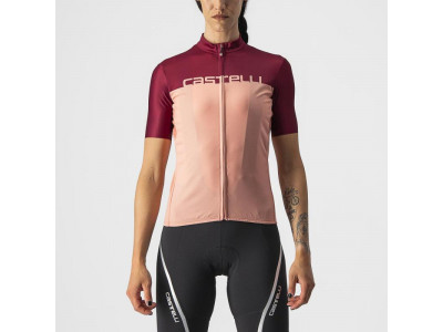 Koszulka rowerowa damska Castelli VELOCISSIMA, różowo-bordowa