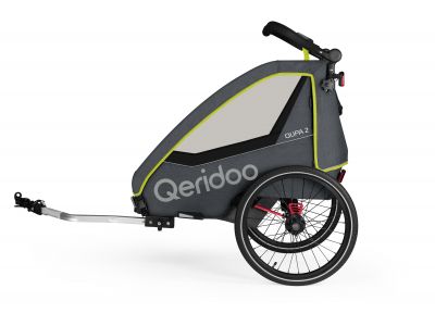 Qeridoo Qupa2 Fahrradanhänger für Kinder - Grau / Limette