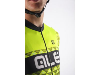 Koszulka rowerowa ALÉ PRS HEXA, kolor czarna/fluo żółty