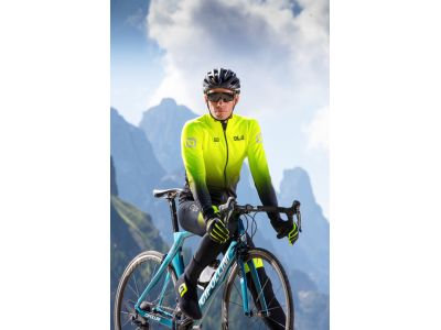 Koszulka rowerowa ALÉ MAGLIA DOTS DWR, czarna/fluo żółta