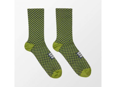 Sportful Checkmate socks, yellow-green/blue
