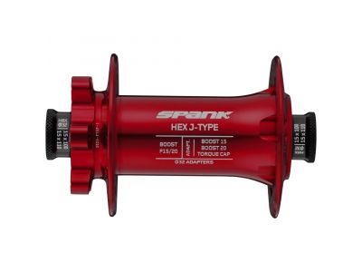 SPANK HEX J-TYPE Boost F15/20, 32 hole front hub, red