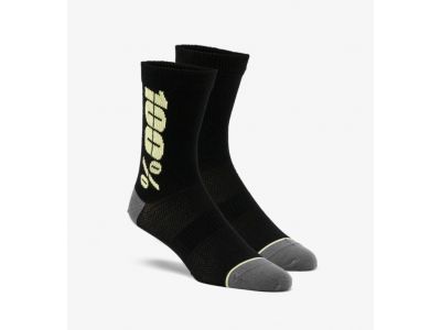 100 % Rythym Merino MTB-Socken, Schwarz/Gelb