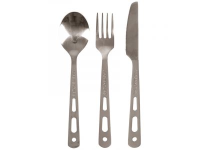 Lifeventure Knife Fork Spoon Set - Titanium hiking cutlery