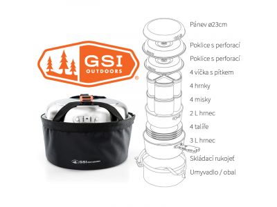 GSI Outdoors Glacier Stainless Camper set of dishes, 2+3 l