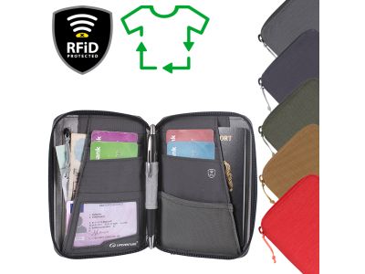 Mini portfel podróżny Lifeventure RFiD Portfel z recyklingu, malinowy