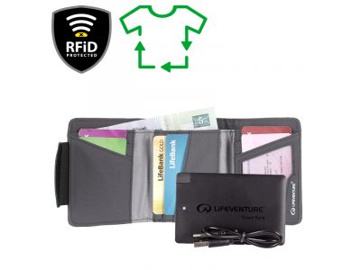 Lifeventure RFD Charger Wallet Újrahasznosított pénztárca, szürke