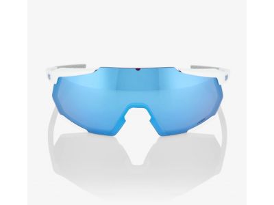 100% okulary Racetrap 3.0, matowa biel/niebieskie wielowarstwowe soczewki lustrzane