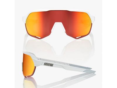 Ochelari 100% S2, Soft Tact Off White/HiPER Red lentilă cu oglindă cu mai multe straturi