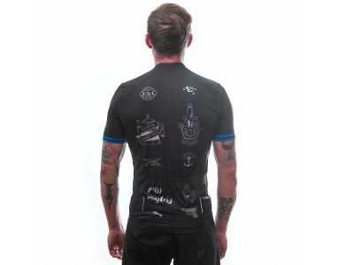 Koszulka rowerowa Sensor Cyklo Tour, czarna tatuaż