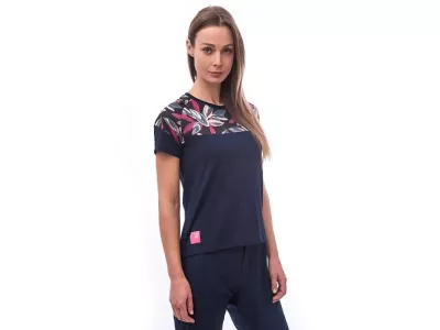 Tricou damă Sensor Helium, albastru/frunze