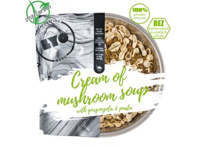 LYOfood creamy mushroom soup with gorgonzola and pasta