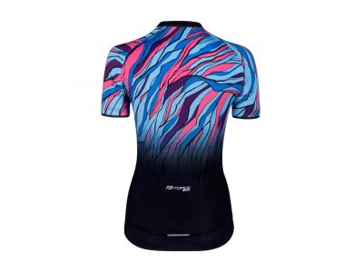 Damska koszulka rowerowa FORCE Life czarna/niebieskim/różowym