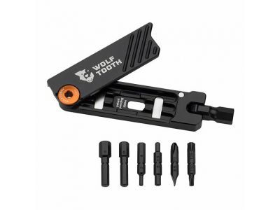 Wolf Tooth 6-Bit Hex Wrench multi-wrench 11 functions, black/orange