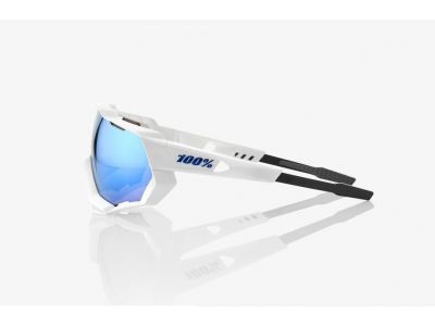 100% SPEEDTRAP HiPER Niebieskie wielowarstwowe okulary lustrzane, białe matowe