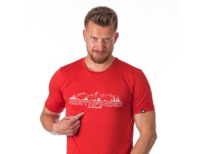 T-shirt Northfinder JOHNATHAN, ciemnoczerwony melanż