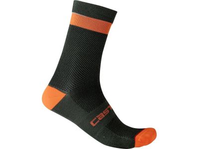 Castelli ALPHA 18 ponožky, vojenská zelená/oranžová