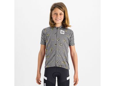 Sportful Checkmate dětský dres, černá/bílá/žlutá