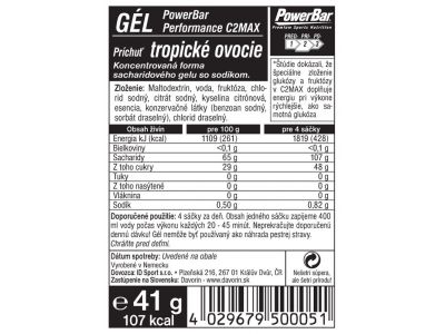 Gel energetic PowerBar PowerGel, 41 g, fructe tropicale